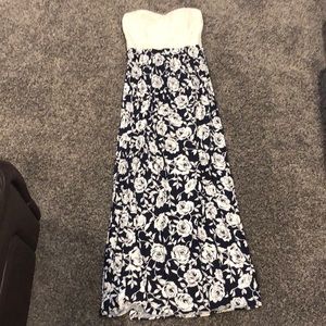Navy & White Floral Maxi Dress